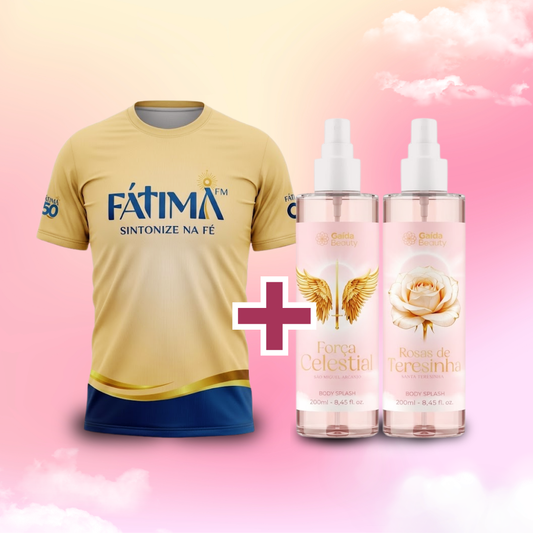 Kit Devoção: Força Celestial + Rosas de Terezinha+ Camisa Fátima FM